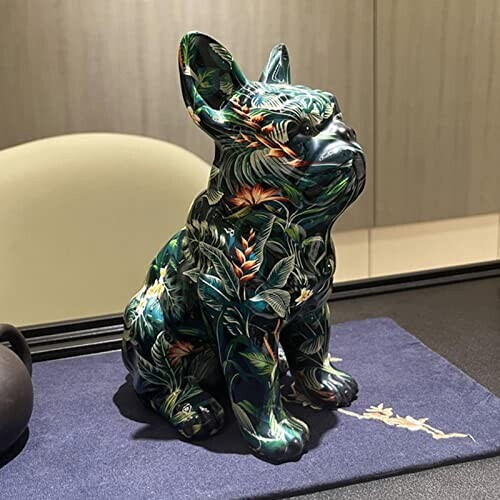 Figurine Bouledogue - Chien - motif vert variant 1 