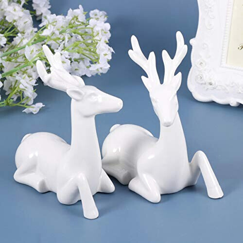 Figurine Cerf blanc 2 pièces 10x5 cm variant 4 