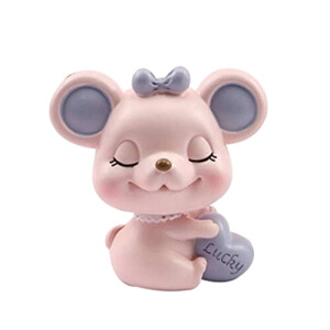 Figurine Souris rose 7.3x8 cm